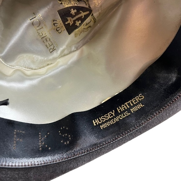 RESISTOL SELF CONFORMING 7 1/8 Brown felt Feather and Corded Brim Vintage Hunter - Picture 6 of 11